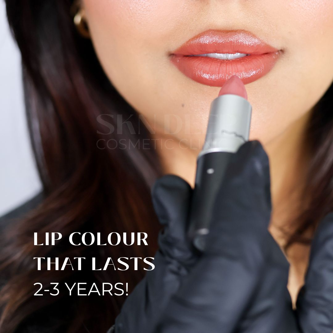 Close-up of healed permanent lip blush in Grimsby showing soft natural lip colour that lasts 2-3 years, ideal for clients wanting low-maintenance beauty.