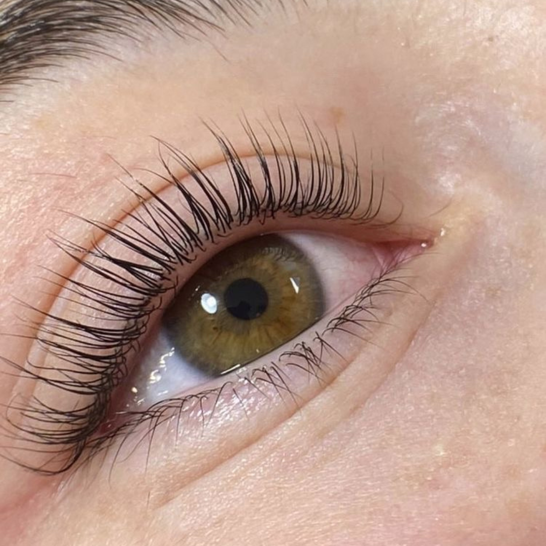SKN Deep Cosmetic Clinic - picture of woman with green eyes and lash lift and tint.